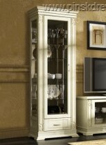 Шкаф с витриной Верди А1з слоновая кость. П 1079.11з Пинскдрев