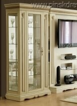 Шкаф с витриной Милана 8 слоновая кость. П 265.08 Пинскдрев